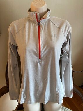 Under Armour Light Gray Quarter Zip Pullover with Red Zip